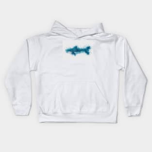 Cool Blue Shark Watercolor Art for the Ocean Lovers and Anglers Kids Hoodie